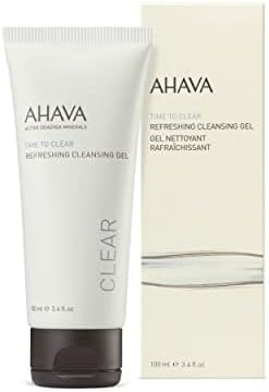 AHAVA جل التنظيف المنعش 100 مل مزيل مكياج طبيعي من البحر الميت ومنظف للوجه لطيف على الوجه - رائع للبشرة الحساسة ينظف المسام ويزيل الشوائب - يترك البشرة رطبة وناعمة