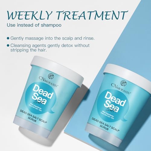 Dead Sea Salt Scalp Scrub 280g - Exfoliator for Oily Scalp, Itchy Scalp &amp; Dandruff Relief - Clarifying Hair Treatment with Herbal Essences for Scalp Build-Up, Flakes &amp; Hair Growth