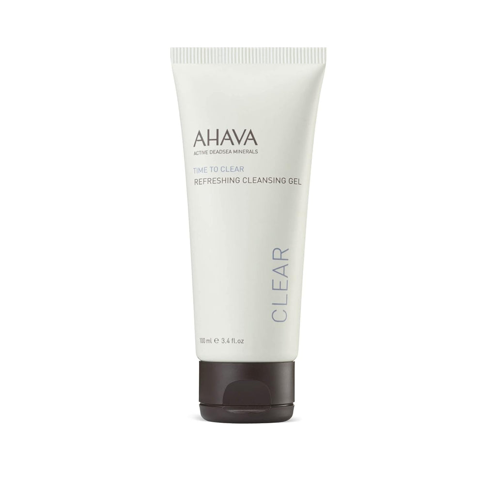 AHAVA جل التنظيف المنعش 100 مل مزيل مكياج طبيعي من البحر الميت ومنظف للوجه لطيف على الوجه - رائع للبشرة الحساسة ينظف المسام ويزيل الشوائب - يترك البشرة رطبة وناعمة