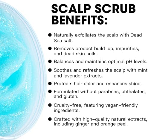 Dead Sea Salt Scalp Scrub 280g - Exfoliator for Oily Scalp, Itchy Scalp &amp; Dandruff Relief - Clarifying Hair Treatment with Herbal Essences for Scalp Build-Up, Flakes &amp; Hair Growth
