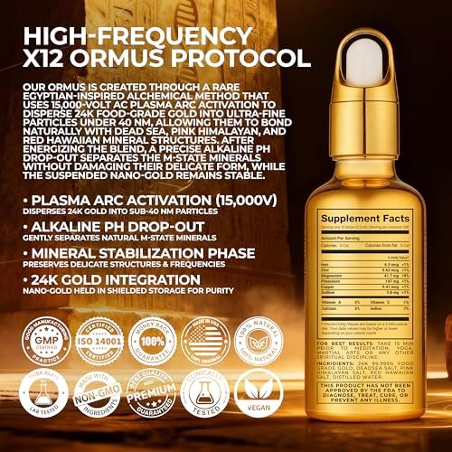 Ormus Monatomic Gold Concentrate (High Power x12) 50ml Made by Real Alchemists Using 24k Food Gold, Dead Sea Salt, Himalayan Pink Salt and Hawaiian Red Salt