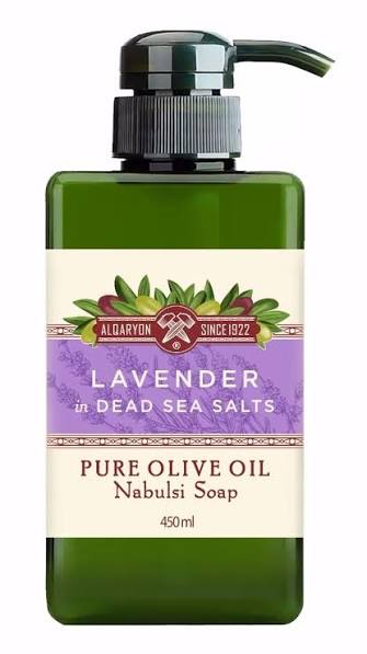 Lavender in Dead Sea Salts Pure Olive Oil Nabulsi Liquid Soap 450 ml صابون نابلسي سائل زيت الزيتون النقي واللافندر مع أملاح البحر الميت